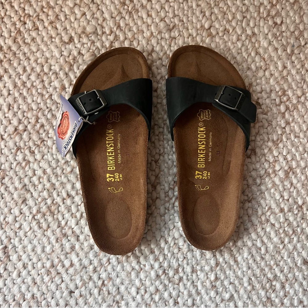 Birkenstock Madrid black leather shoes